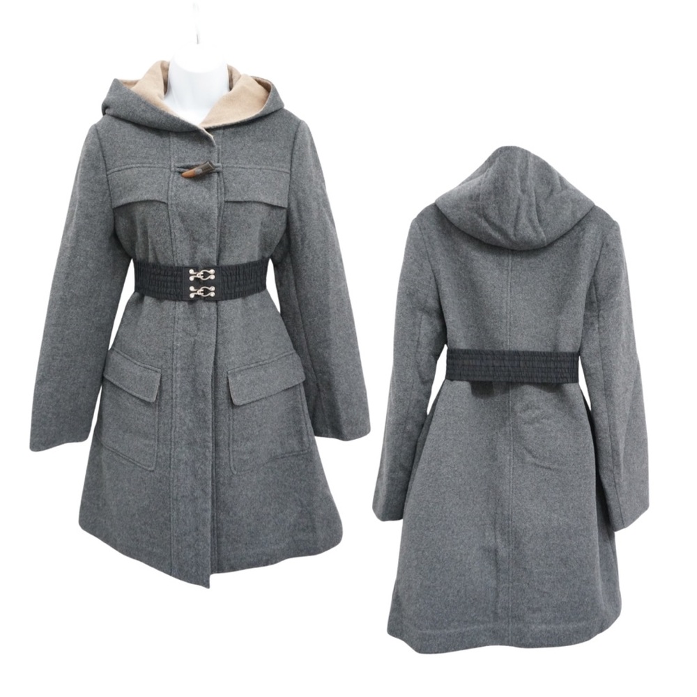 Ellen Tracy Women's Hooded Coat, Gray/Beige, Size M